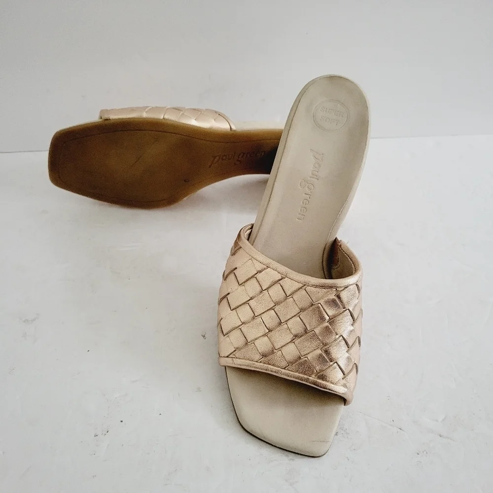 NEW Paul Green Tisha Rose Gold Heel Slide Sandals Size 8.5